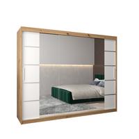 SCHWEBETÜRENSCHRANK 200/250/62 3-türig - Silberfarben/Weiß, Holz/Kunststoff (250/200/62cm) - MÖBEL KRYSPOL