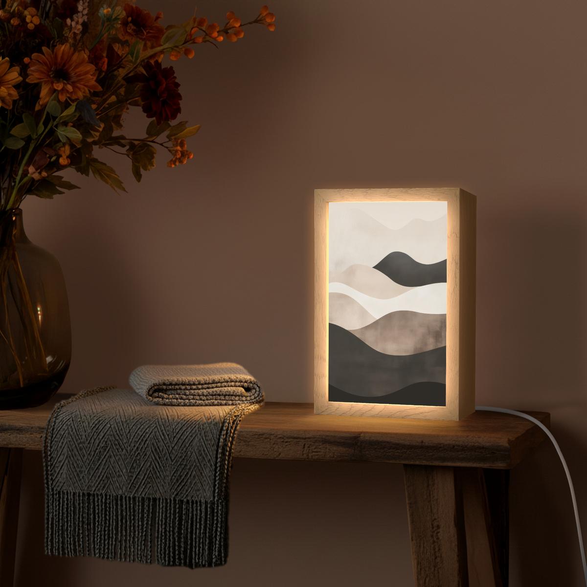 WANDLEUCHTE Abstrakt - Landschaft - Wellen - Cremefarben 20x30 cm - Graubraun, Holzwerkstoff (20/30/8cm) - OnlyWow