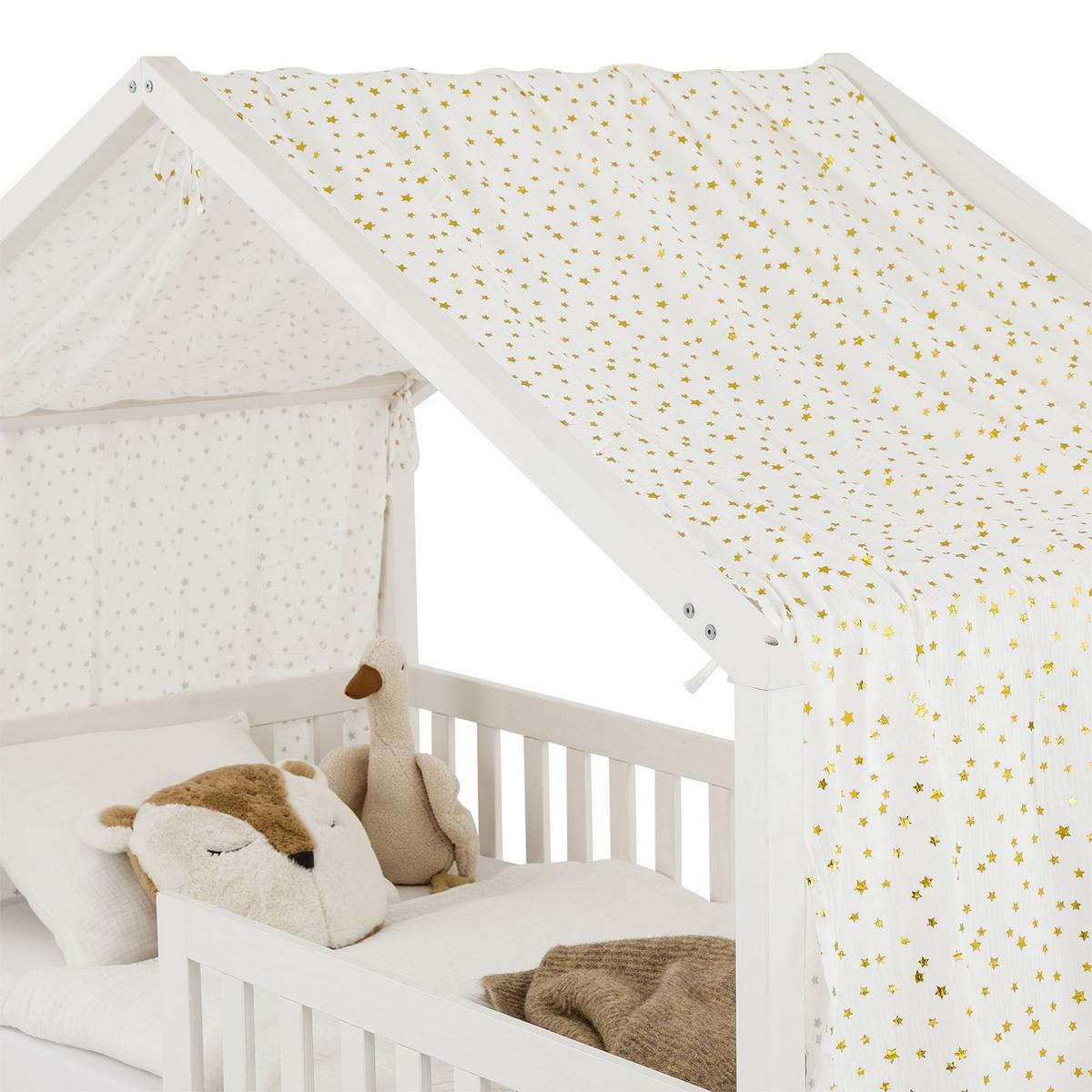 HAUSBETT- HIMMEL LIAN weiß/gold - Goldfarben/Weiß, Textil - IDIMEX
