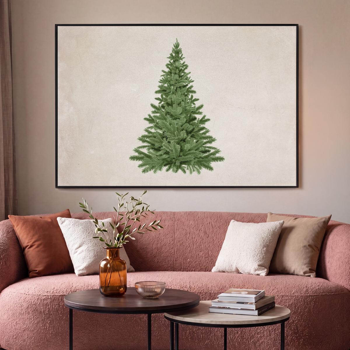 LEINWAND Bilder mit Rahmen - Weihnachtsbaum - Grün - Weihnachten - Feiertage - 150x100 - Olivgrün, Textil (150/100cm) - MuchoWow