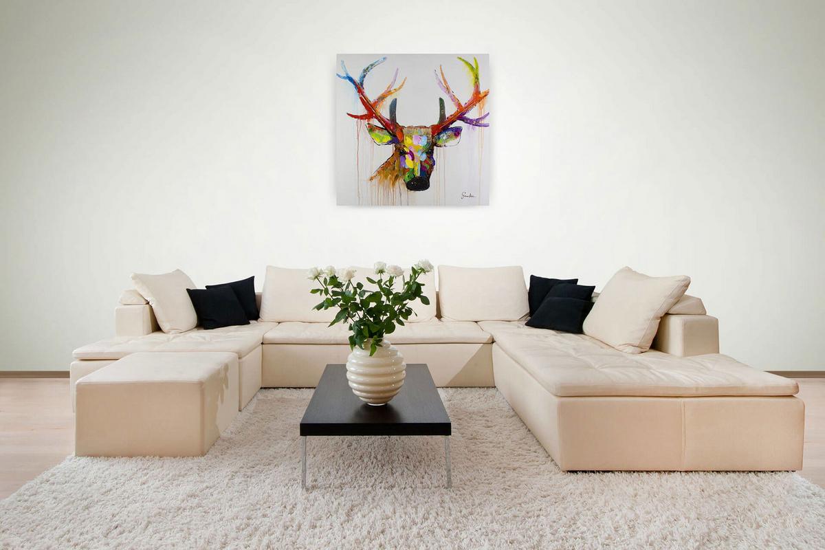 ÖLGEMÄLDE 80/80 cm - Blau/Gelb, Holz/Textil (80/80cm) - KUNSTLOFT