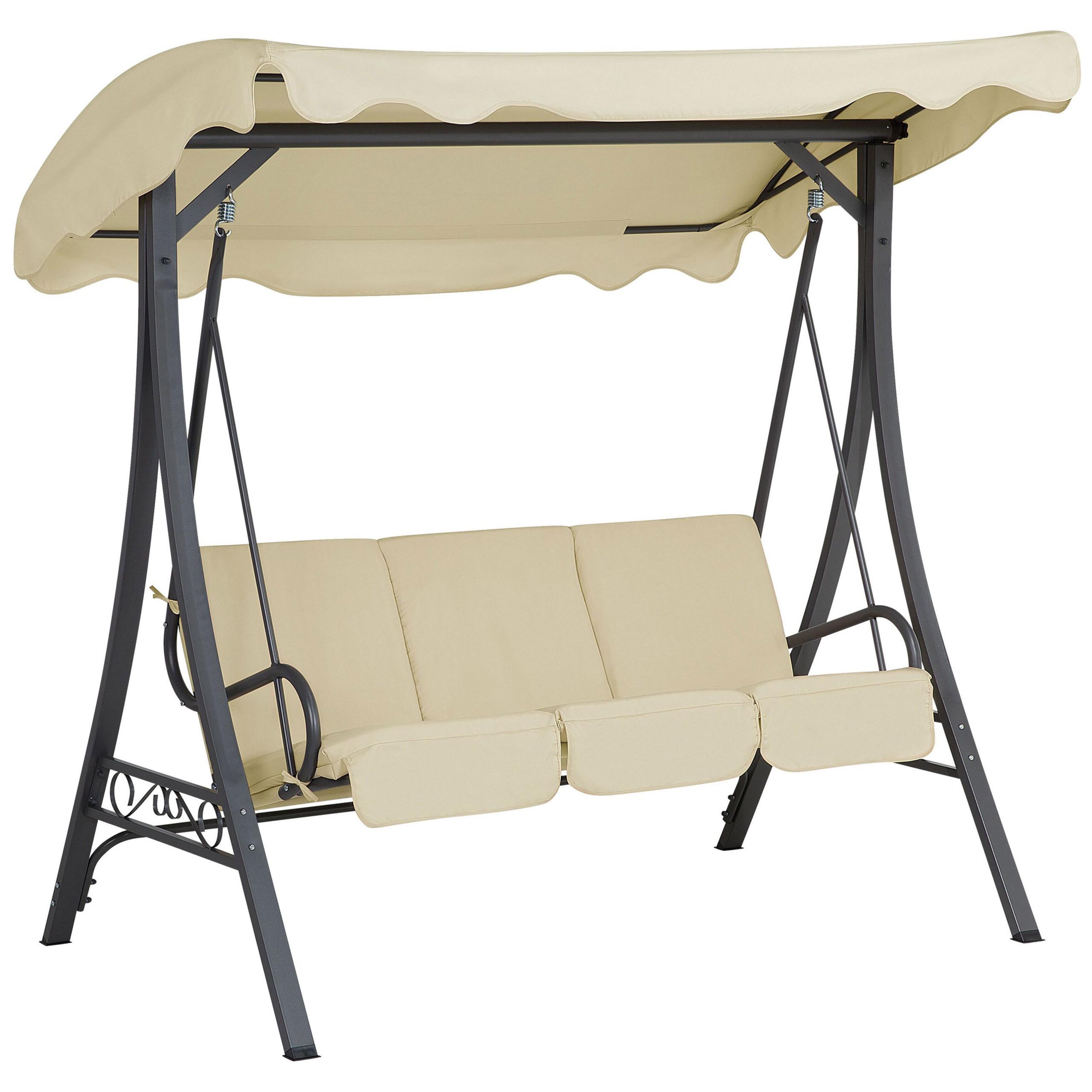 HOLLYWOODSCHAUKEL Sonnendach Beige Garbo - Beige, Textil (185/184/112cm) - Beliani