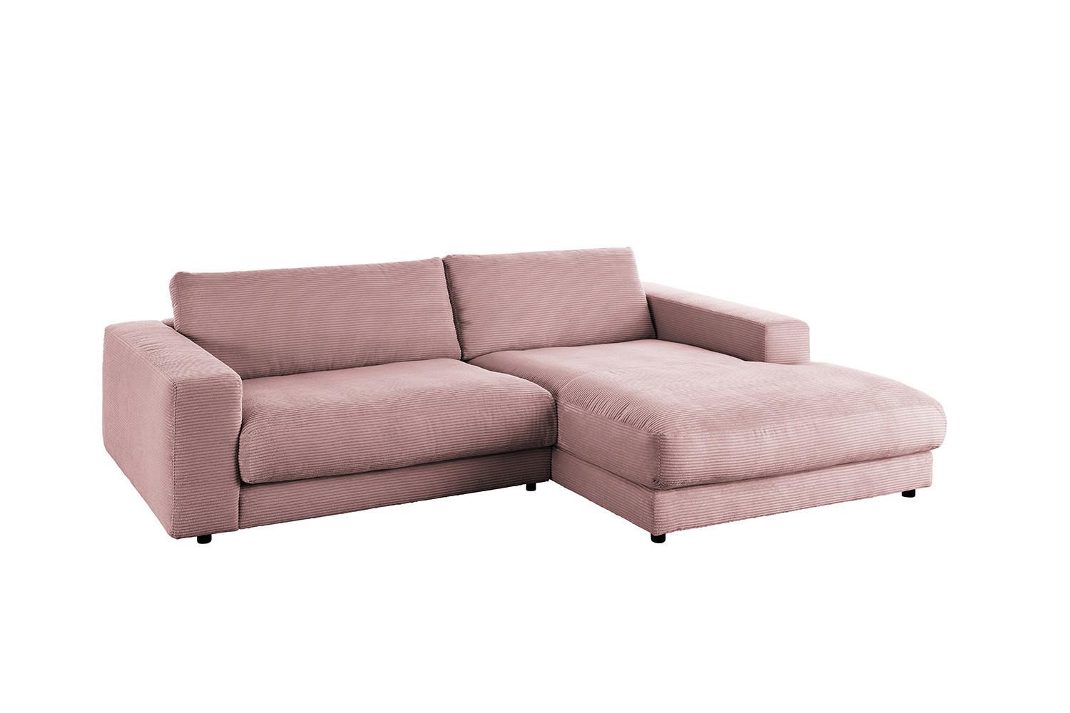 ECKSOFA MADELINE Pink Cord - Schwarz/Rosa, Kunststoff/Textil (270/190cm) - KAWOLA