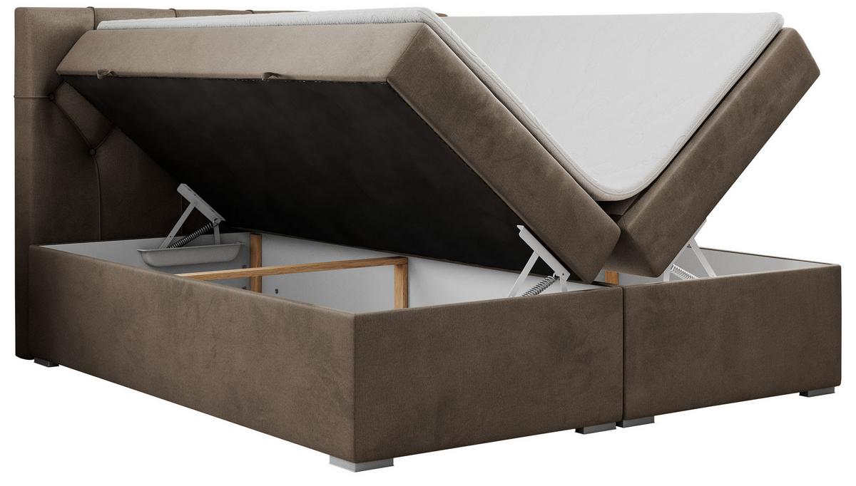 BOXBETT ALDA 180/200 Braun Velvet - H4 - Braun, Holz/Textil (180/200cm) - MKS