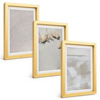 BILDER SET 3er Set - 20x30 cm Goldrahmen - Boho-Textur aus Sandsteinen - Goldfarben, Kunststoff (20/30cm) - TULUP