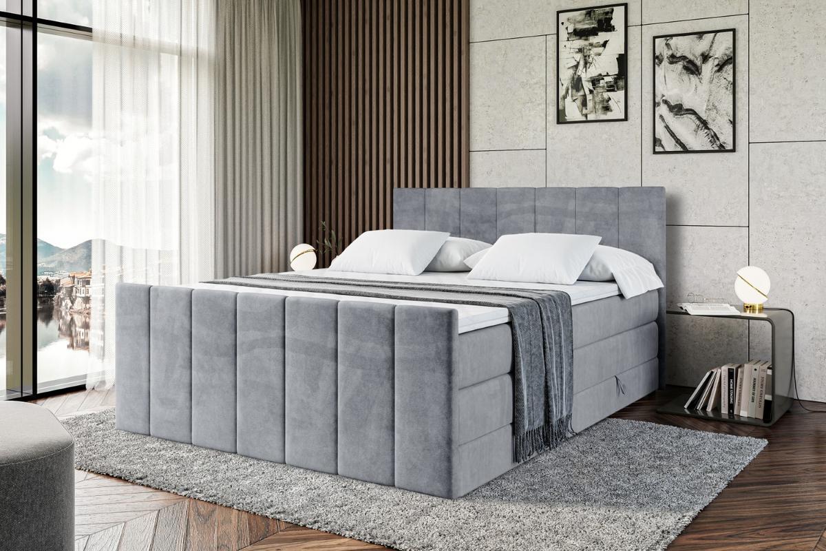 BOXSPRINGBETT MOETI-Z KING - 180x200 - H3/H4 - Grau - Grau, Holzwerkstoff (180/200cm) - ALTDECOR