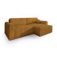 ECKSOFA FIANO P Gelb Kordstoff mit Schlaffunktion - Gelb/Grau, Holz/Kunststoff (245/148cm) - MASSENO