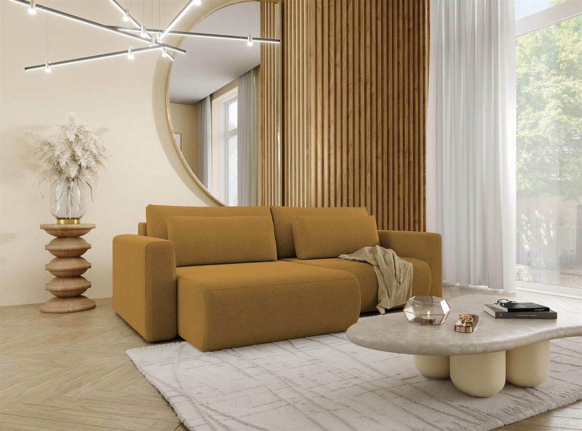ECKSOFA Chaira Mit Schlaffunktion - Currygelb, Holzwerkstoff/Textil (240/149cm) - Fun Möbel