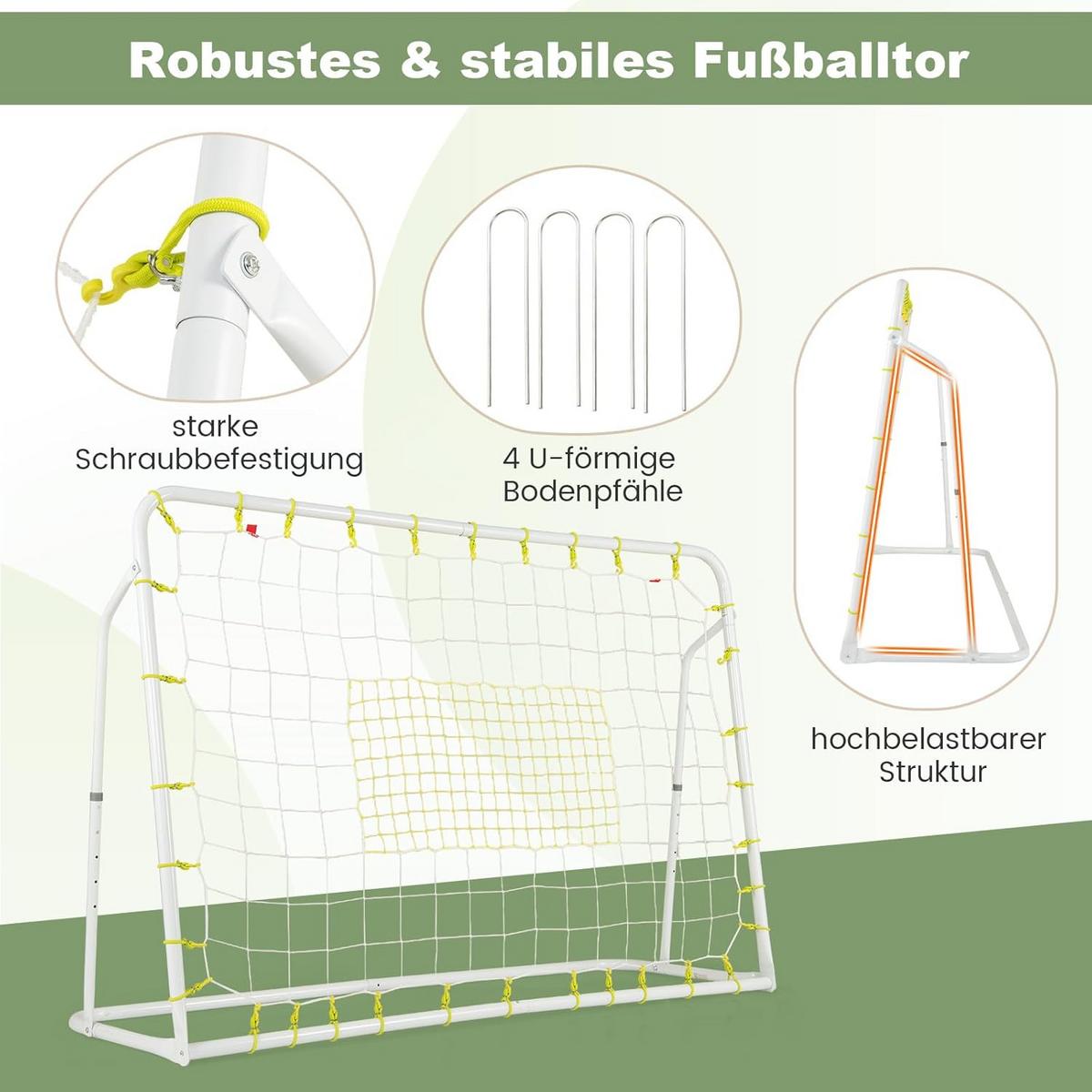 FUBBALLTOR Weiß - Weiß, Metall (187/123/60cm) - COSTWAY
