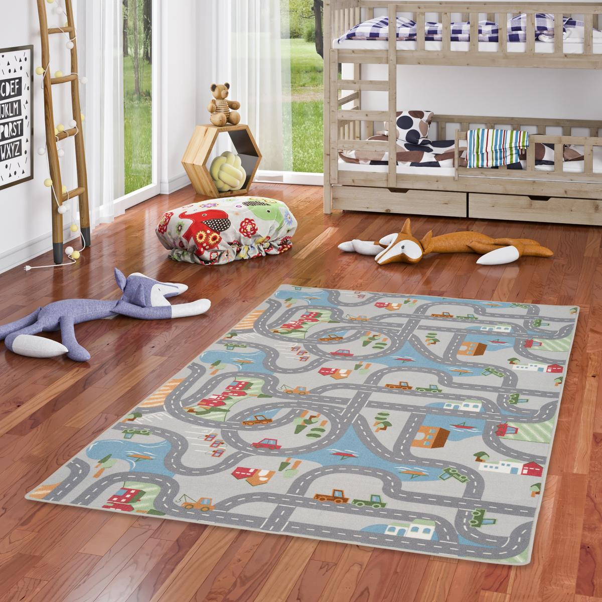 KINDER SPIEL STRASSENTEPPICH - Grau, Textil (160/160cm) - Snapstyle