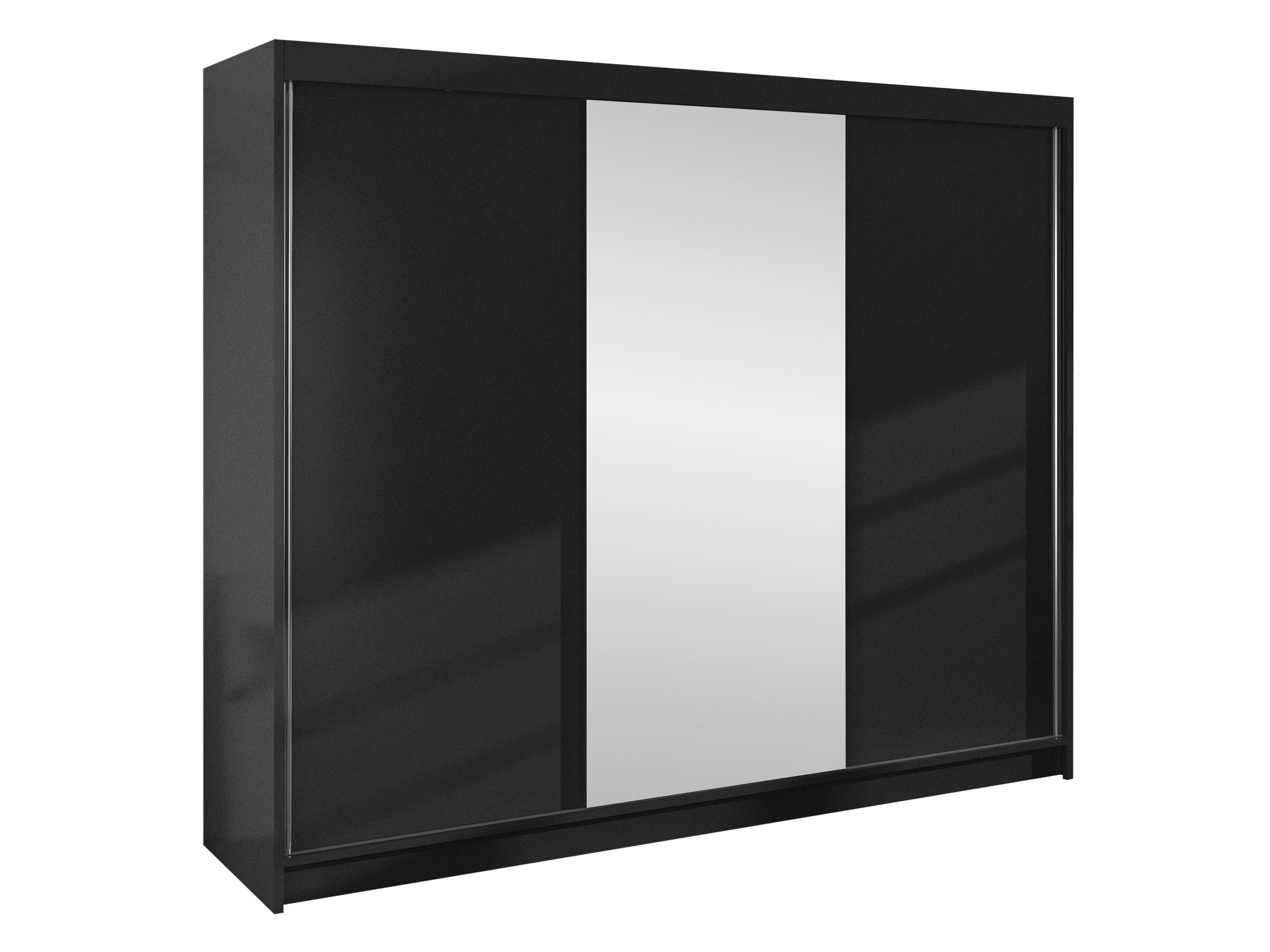 SCHWEBETÜRENSCHRANK Derby I - Schwarz, Holzwerkstoff/Metall (200/215/58cm) - MIRJAN24