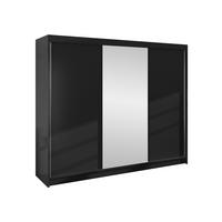 SCHWEBETÜRENSCHRANK Derby I - Schwarz, Holzwerkstoff/Metall (200/215/58cm) - MIRJAN24