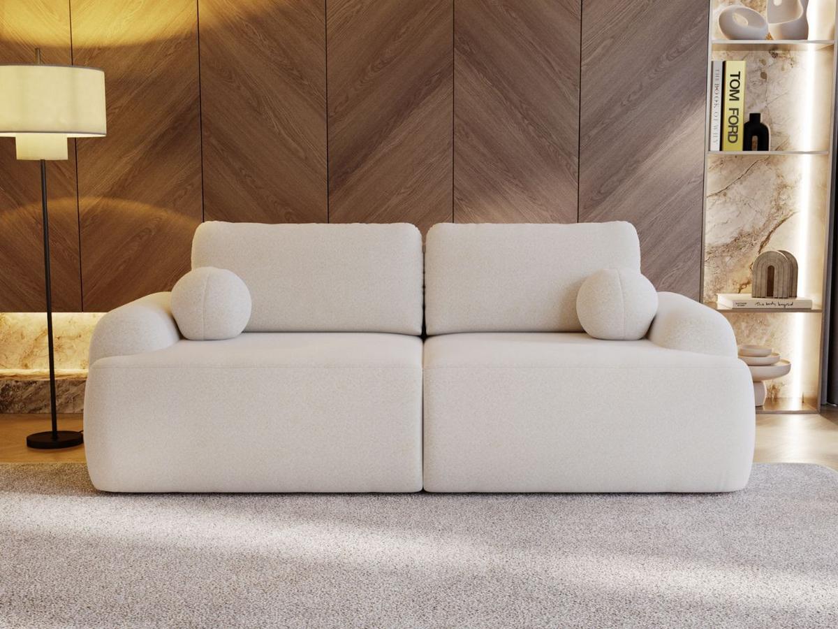 SOFA 260/106/81 Aurio Bouclé-Stoff Creme - Creme, Kunststoff/Textil (260/81/106cm) - Graingold