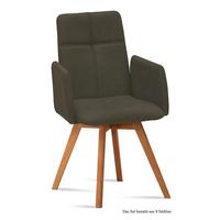 ARMLEHNSTUHL (8er-Set) Dinah 52x92x60 Eiche geölt/Khaki - Dunkelgrün/Eichefarben, Kunststoff (60/92/52cm) - 58aufmkessel