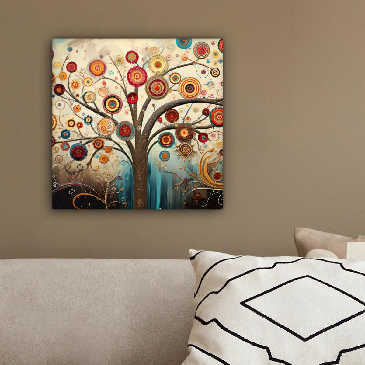 LEINWANDBILD Baum - Baum des Lebens - Farbe Deko Wohnzimmer 20x20 cm - Braun, Textil (20/20cm) - MuchoWow