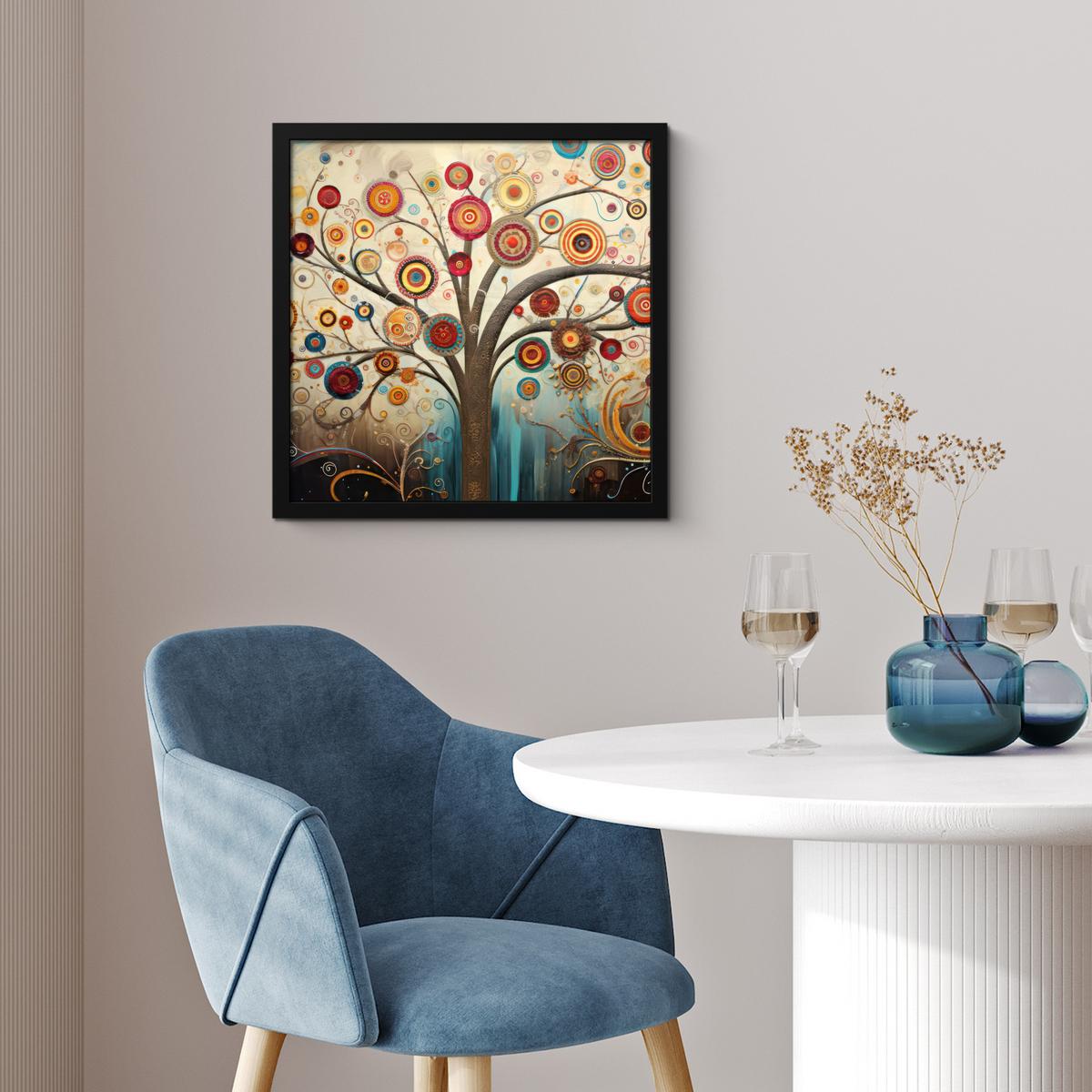 POSTER MIT RAHMENGERAHMTES BILD Baum - Baum des Lebens - Farbe 40x40 cm - Braun, Papier (40/40cm) - MuchoWow