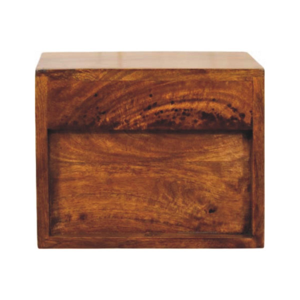 NACHTTISCH Massivholz Solis Chestnut Wand-Nachttisch, 1 Schublade, 1 offenes Fach, dunkelbraun - Messingfarben/Braun, Holz/Metall (30/24/25cm) - Artisan Furniture