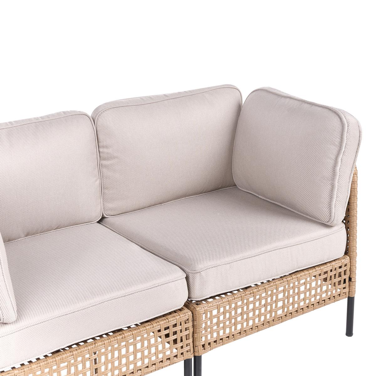 GARTENSOFA 2-Sitzer Polyrattan Hellbeige Omegana - Beige/Schwarz, Kunststoff (140/80/68cm) - Beliani