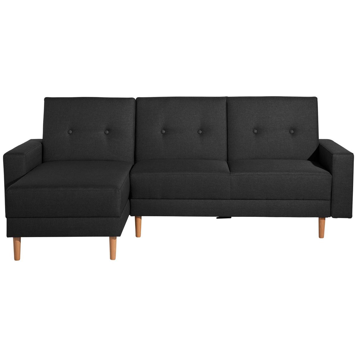 FUNKTIONSSOFA mit Hocker Kattie Flachgewebe schwarz - Schwarz, Kunststoff (144/230cm) - 58aufmkessel