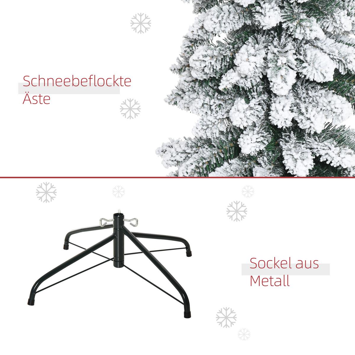 KÜNSTLICHER Weihnachtsbaum, 210 cm Christbaum mit 490 Spitzen für Weihnachten - Weiß/Grün, Kunststoff/Metall (210cm) - HOMCOM