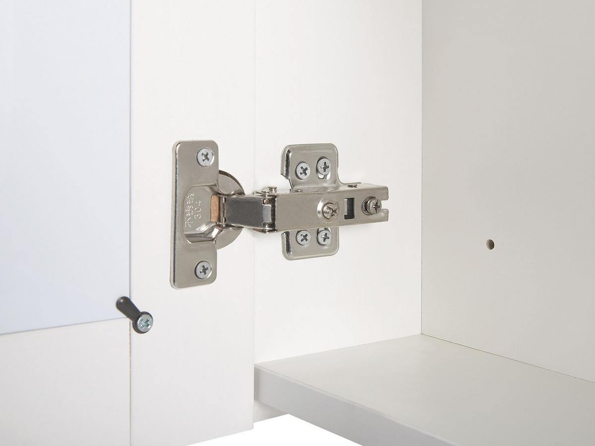 BAD-SPIEGELSCHRANK weiß/silber mit LED-Beleuchtung 60/60 cm Mazarredo - Silberfarben/Weiß, Holz/Holzwerkstoff (60/60/12cm) - Beliani