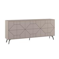 SIDEBOARD mit 6 dekorierten Türen L184 cm - Dune - Taupe, Holzwerkstoff (35/77.4/184cm) - Calicosy
