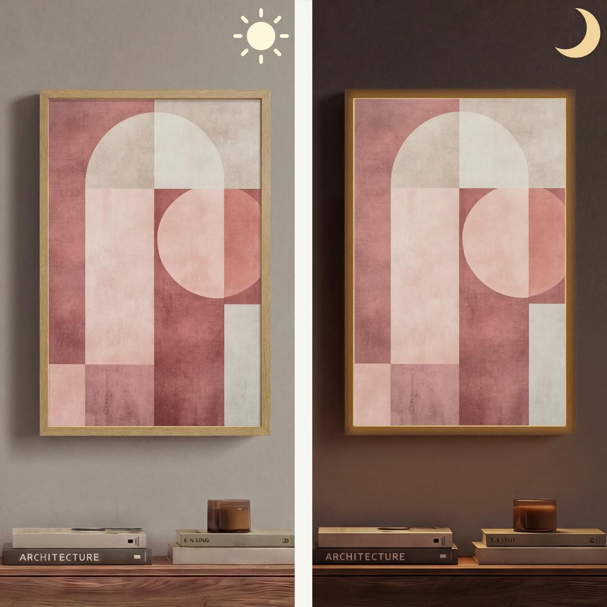 WANDLEUCHTE MIT AKKU Figuren - Abstrakt - Rosa 40x60 cm - Altrosa, Holzwerkstoff (40/60/8cm) - OnlyWow