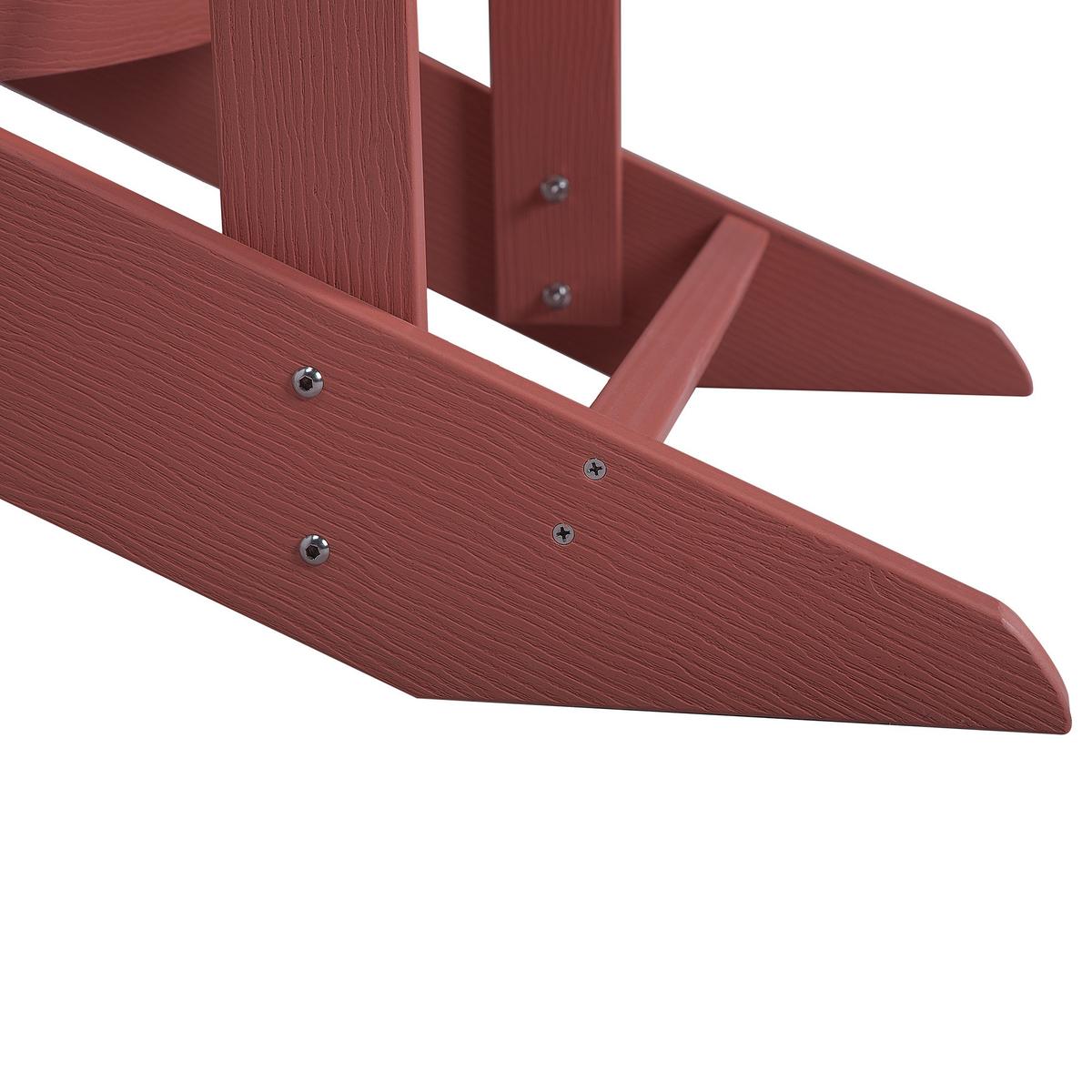 GARTENSTUHL mit Fußhocker Kunstholz rot Adirondack - Rot, Kunststoff (75/88/88cm) - Beliani