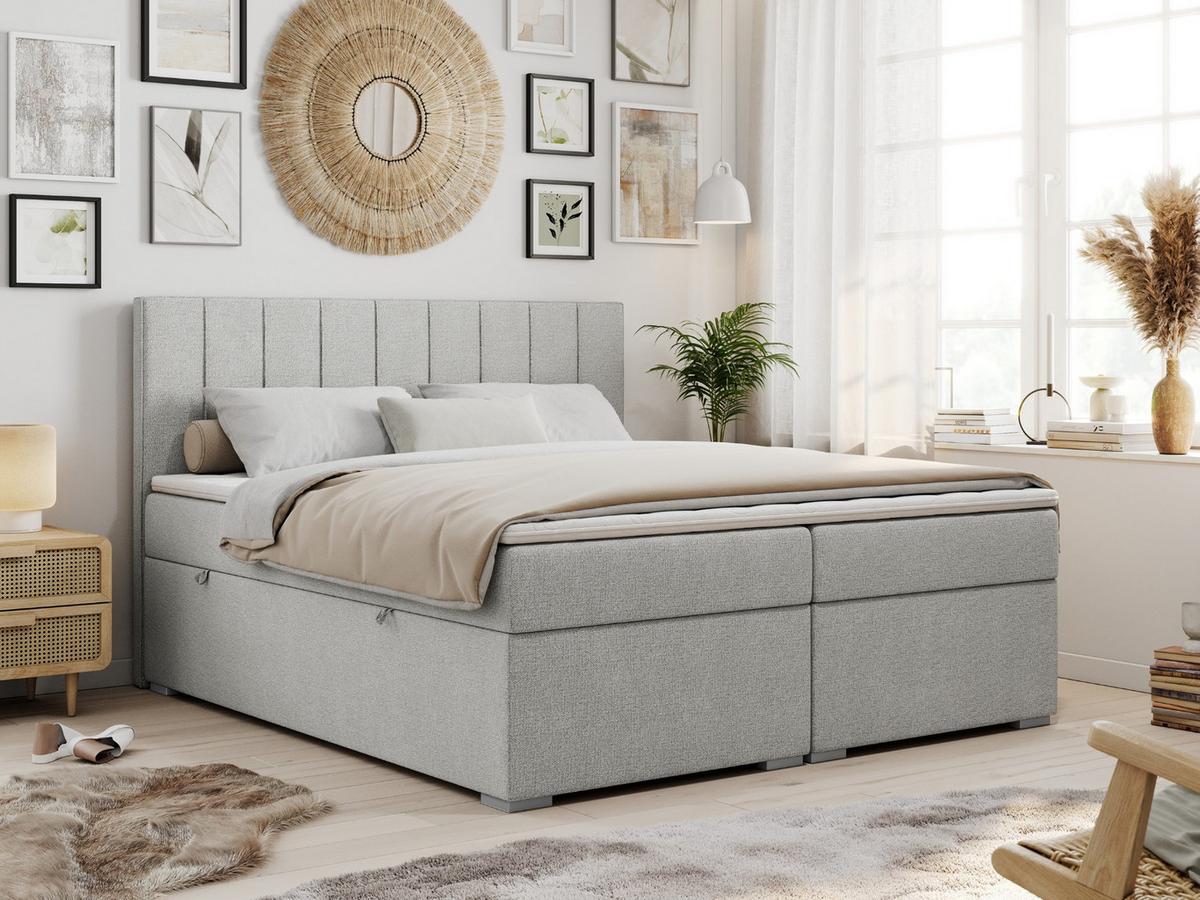 BOXBETT ALLY 120/200 Hellgrau Struktur - H4 - Hellgrau, Holz/Textil (120/200cm) - MKS