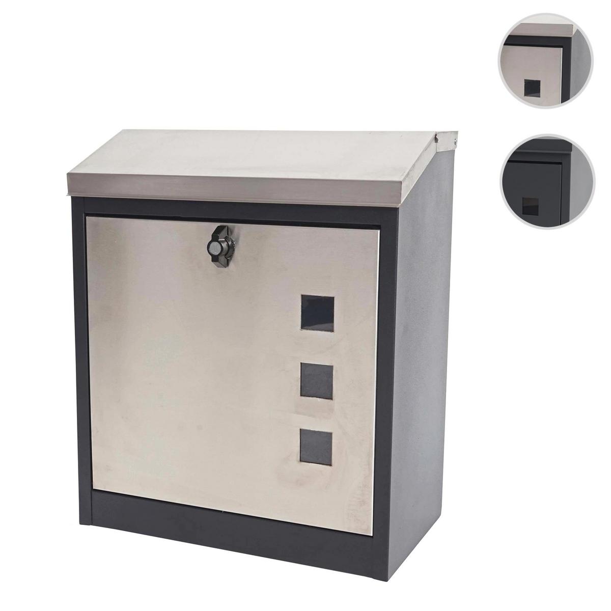 XXL BRIEFKASTEN ABSCHLIEßBAR Silber, Schwarz - Silberfarben/Schwarz, Metall (44/52/25cm) - MCW