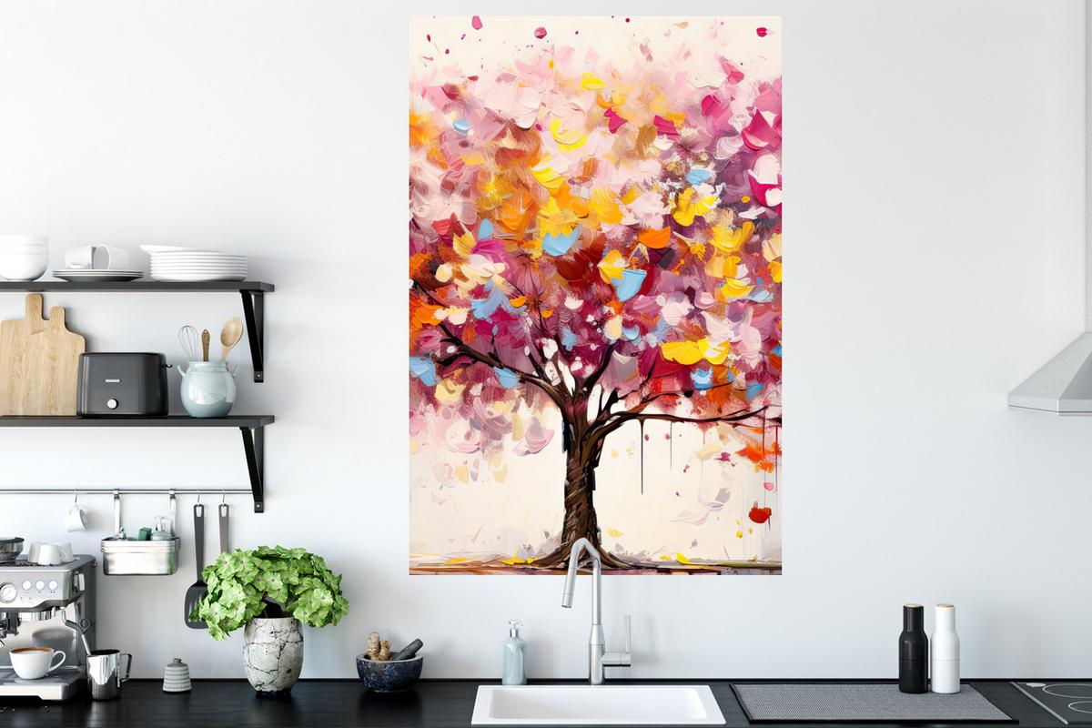 WANDTATTOO Aquarell - Baum - Kunst - Abstrakt Wandaufkleber 80x120 cm - Multicolor, Kunststoff (80/120/0.1cm) - MuchoWow
