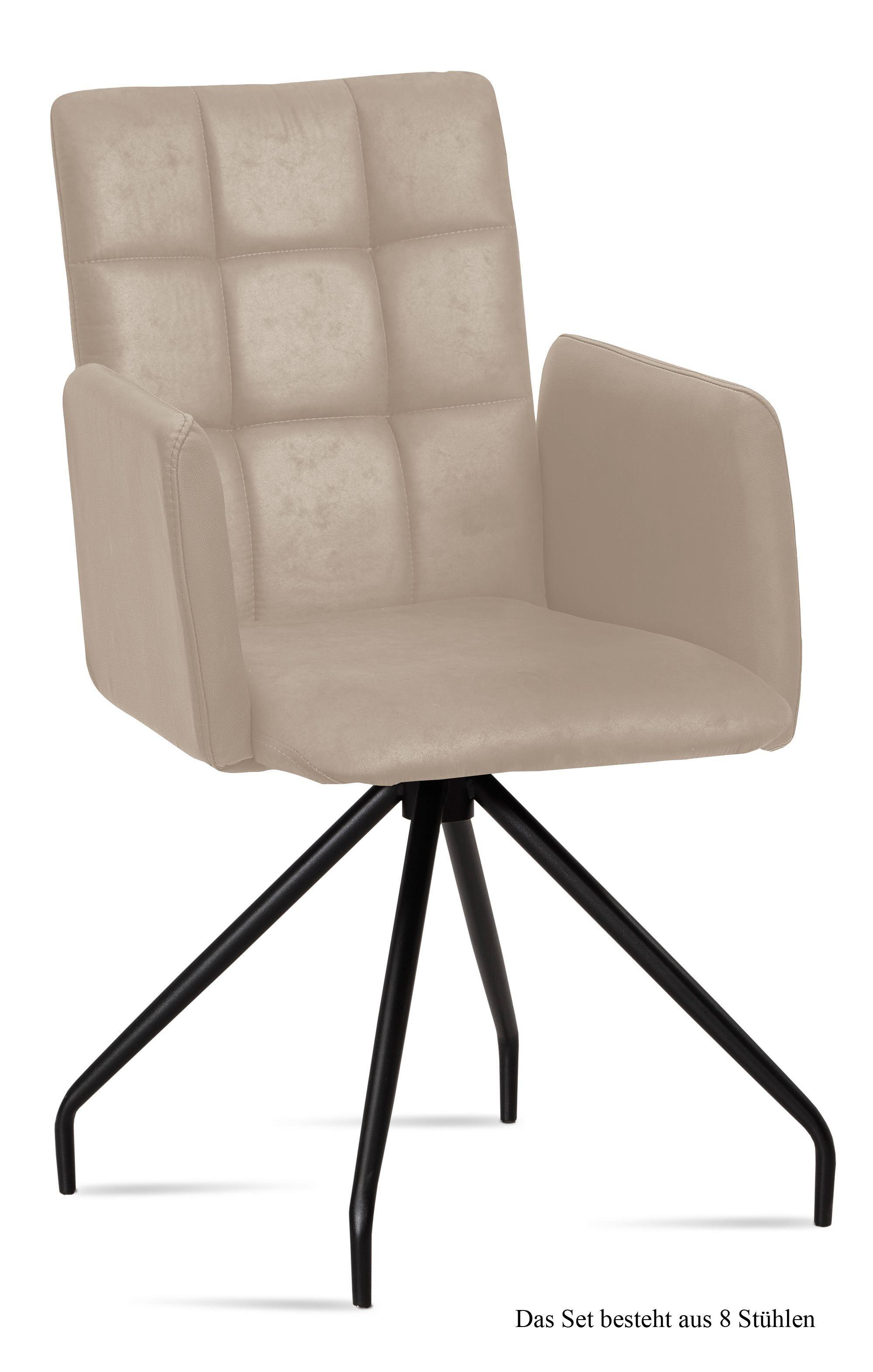 ARMLEHNSTUHL (8er-Set) Devina 52x91x60 Schwarz/Natur - Schwarz/Naturfarben, Kunststoff (60/91/52cm) - 58aufmkessel