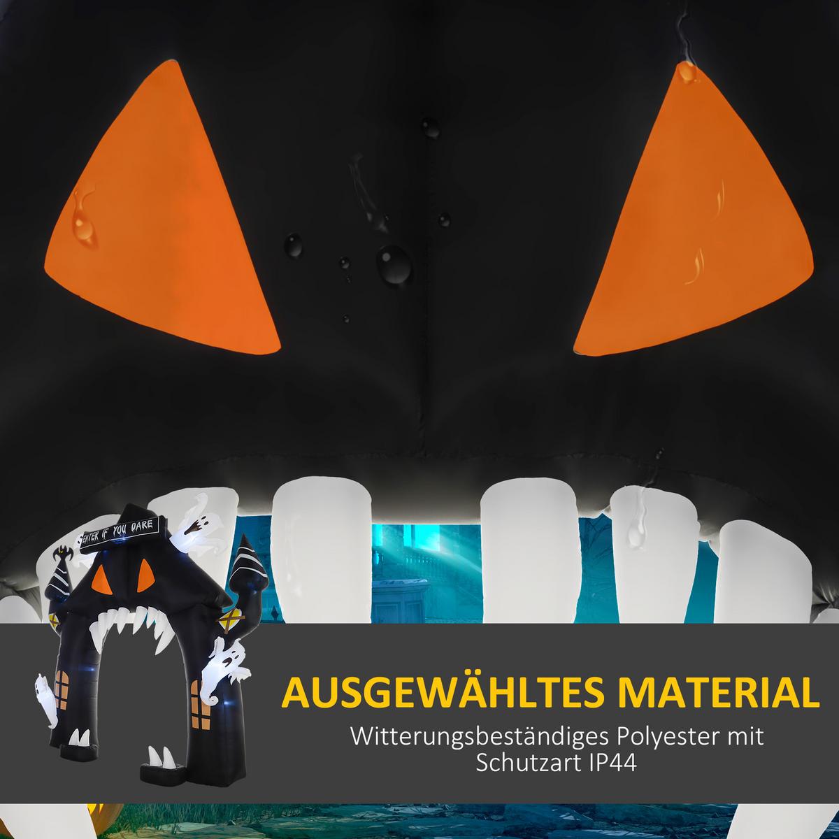 HALLOWEEN aufblasbarer Bogen, 300 cm Große Halloween-Deko mit LED-Beleuchtung - Schwarz, Kunststoff (76/300/300cm) - Outsunny