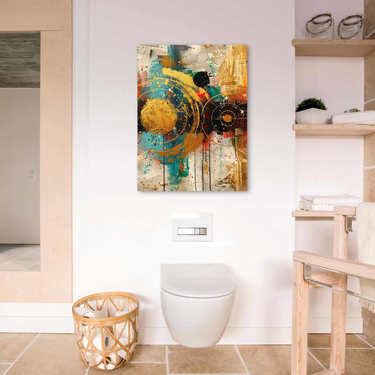 LEINWANDBILD Abstrakt - Kunst - Gold - Modern Wandbild Wohnzimmer 50x70 cm - Multicolor, Textil (50/70cm) - MuchoWow