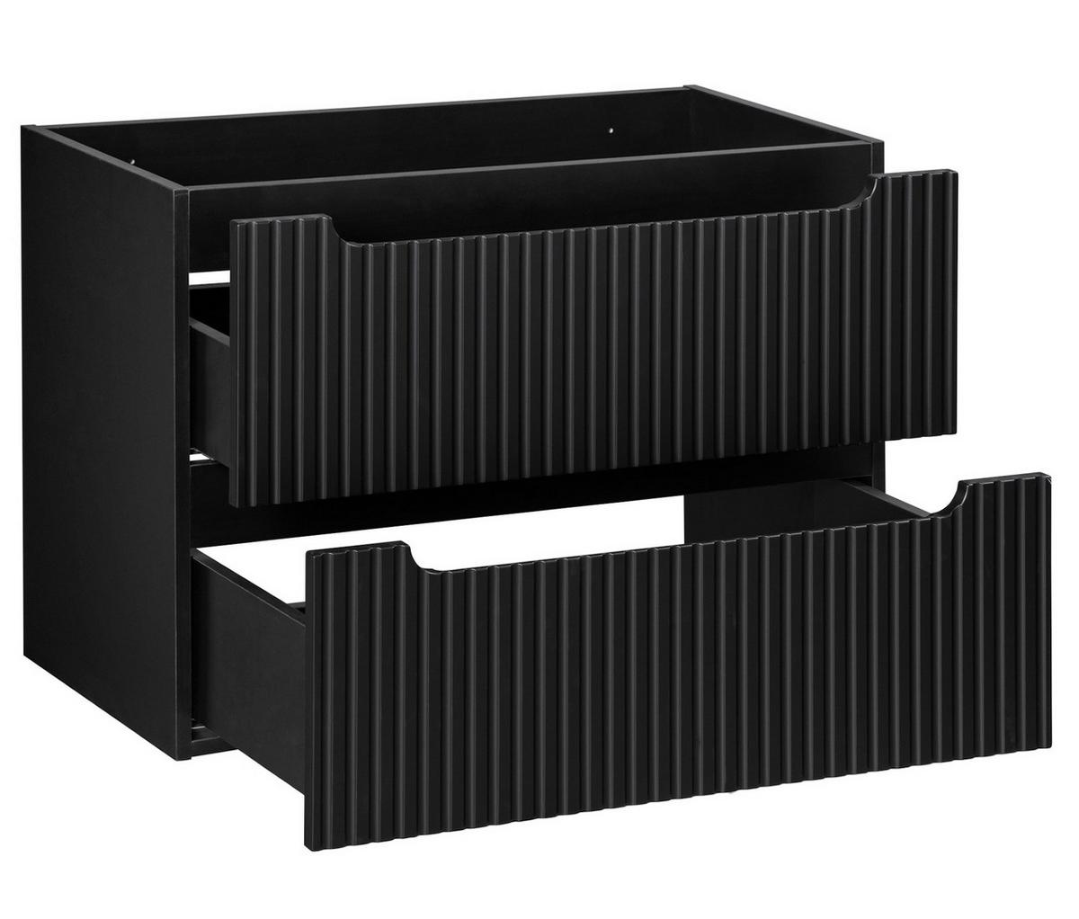 BADMÖBEL-SET Nova 2 Teile Schwarz Matt - 80 x 40 x 58 cm - Schwarz, Holz (80/58/40cm) - Badplaats