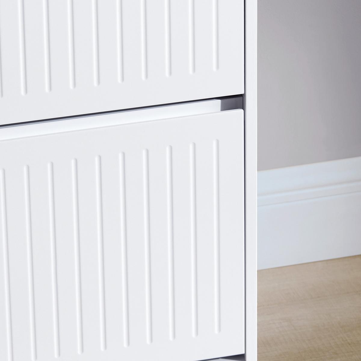 SCHUHSCHRANK mit 3 Klappen Weiß - Weiß, Holzwerkstoff (61/120/26cm) - SoBuy