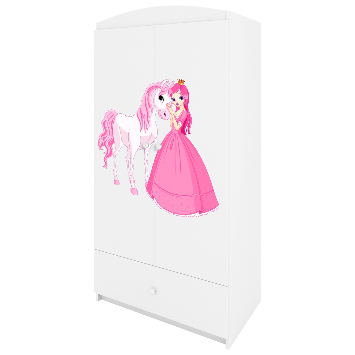 KINDERKLEIDERSCHRANK Prinzessin I - Weiß, Holzwerkstoff (90/175/52cm) - RAUMHIRSCH FURNITURE