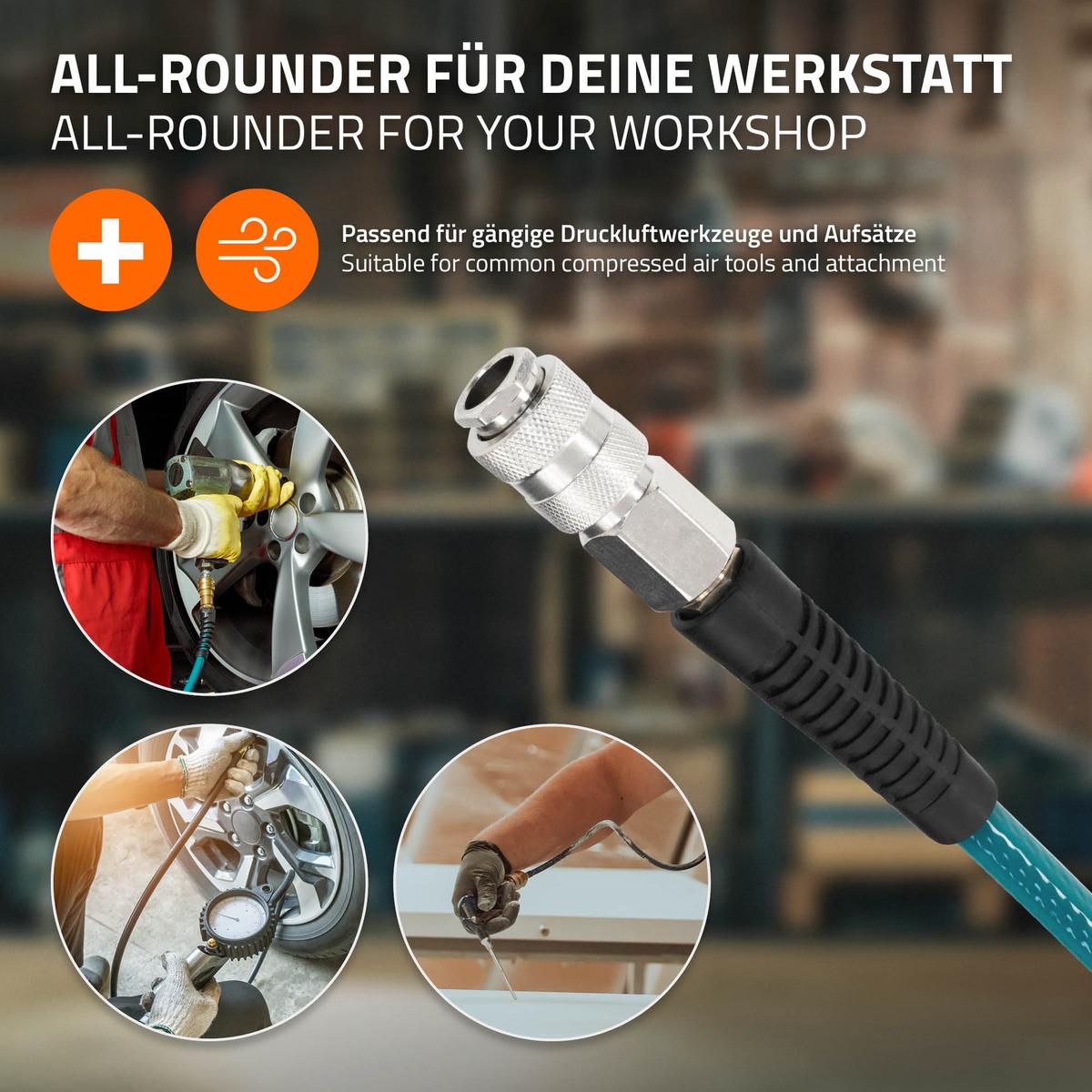 DRUCKLUFTSCHLAUCHTROMMEL 15m+1,5m - Grau, Kunststoff (16.5/32/45cm) - ECD-Germany