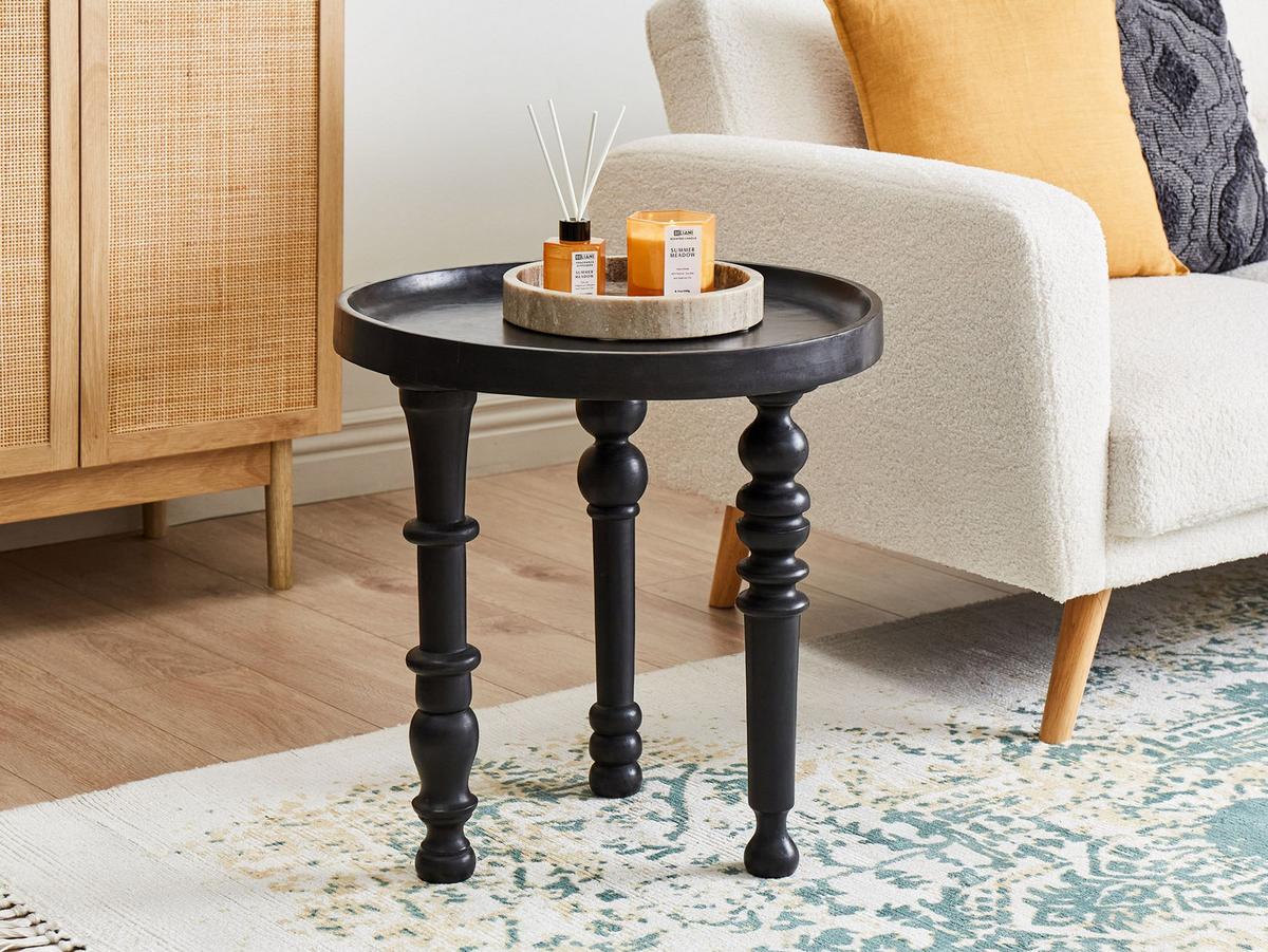 BEISTELLTISCH Mangoholz Schwarz Leeton - Schwarz, Holz (52/52/53cm) - Beliani