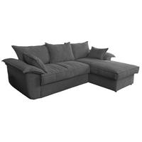 ECKSOFA DAMETO Grau Cord Mit Schlaffunktion - Schwarz/Grau, Kunststoff/Textil (266/174cm) - KAWOLA