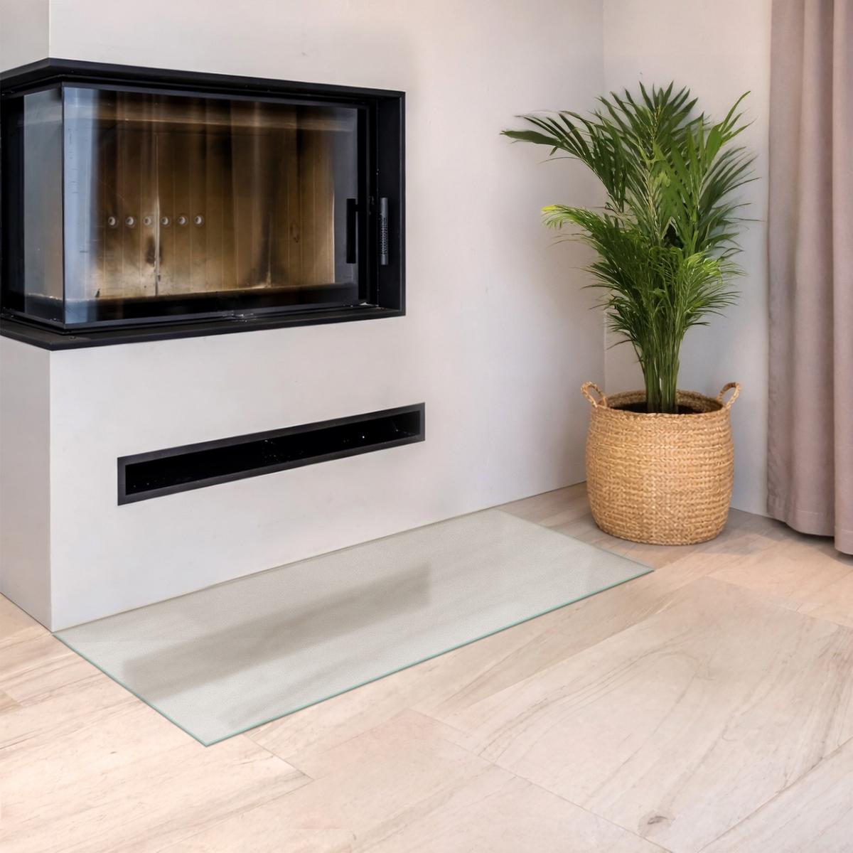 GLASBODENPLATTE für Kaminofen 125x50 cm – Milchglas Optik - Transparent, Glas (125/50/0.4cm) - TULUP