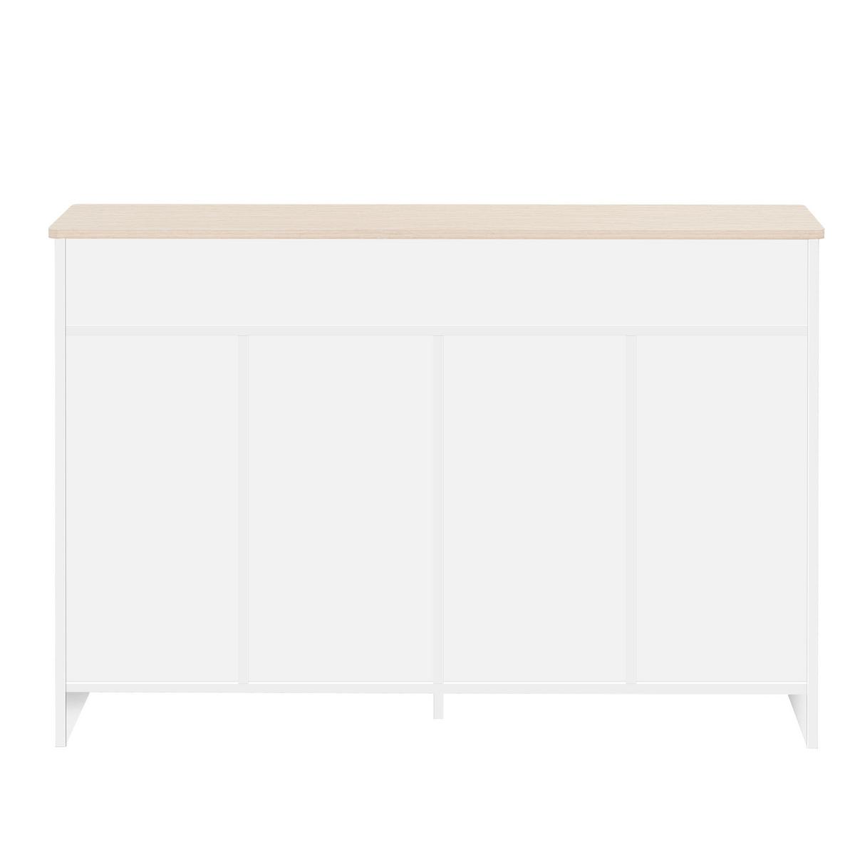 SIDEBOARD weiß & holzoptik mit glastüren & 2 schubladen - Weiß, Holzwerkstoff (120/80/37cm) - Urban Meuble
