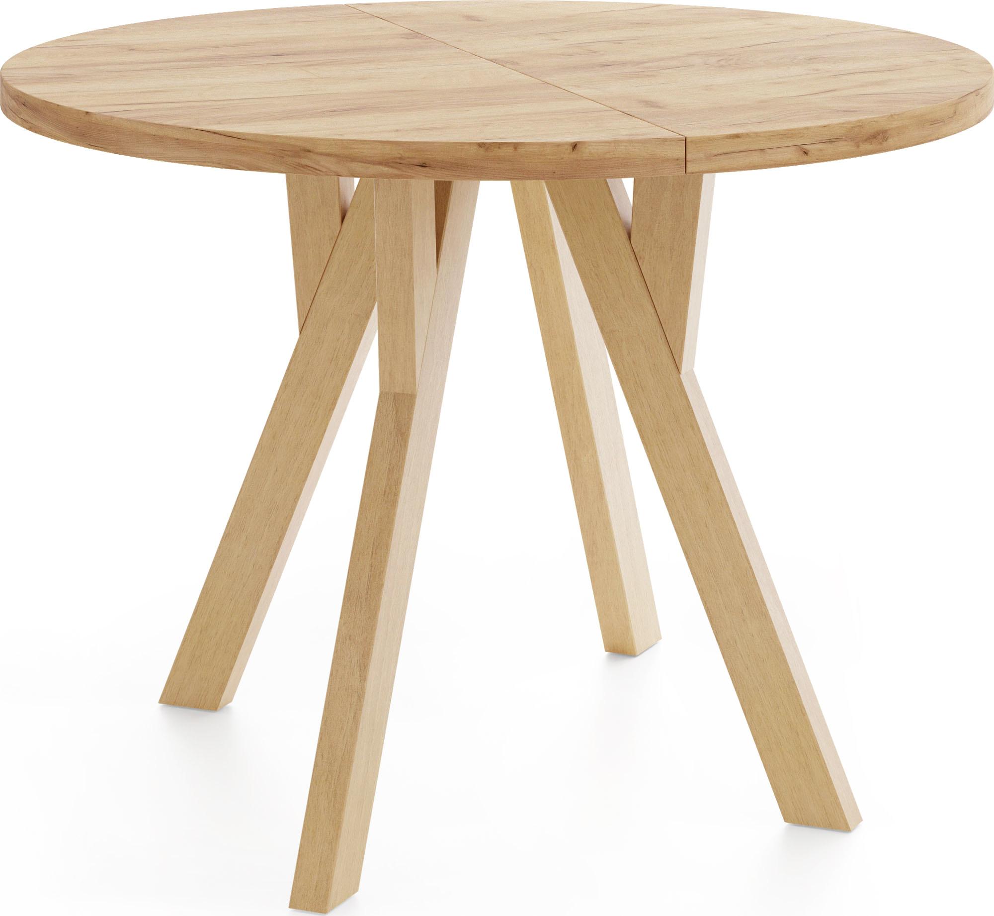 ESSTISCH Avero runder ausziehbarer, Eiche Craft braun 80-160/80/77 cm - Hellbraun/Eiche Wotan, Holz/Holzwerkstoff (80/160/77cm) - WFL GROUP