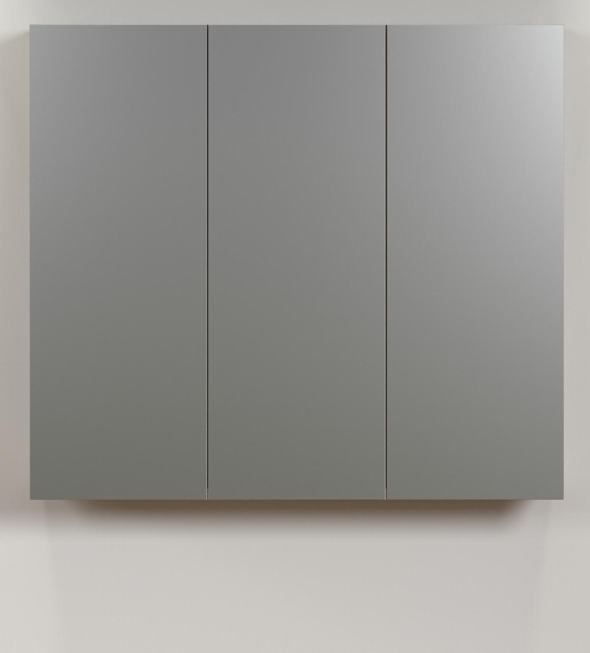 SPIEGELSCHRANK grau 90 cm, Badschrank 3-türig - Klar/Anthrazit, Glas/Holzwerkstoff (90/80/20cm) - Top.Furn