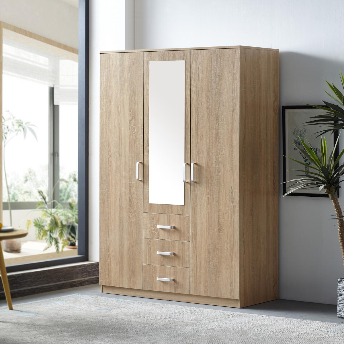 KLEIDERSCHRANK Bodolz - Sonoma Eiche, Holzwerkstoff (120/176/52cm) - [en.casa]