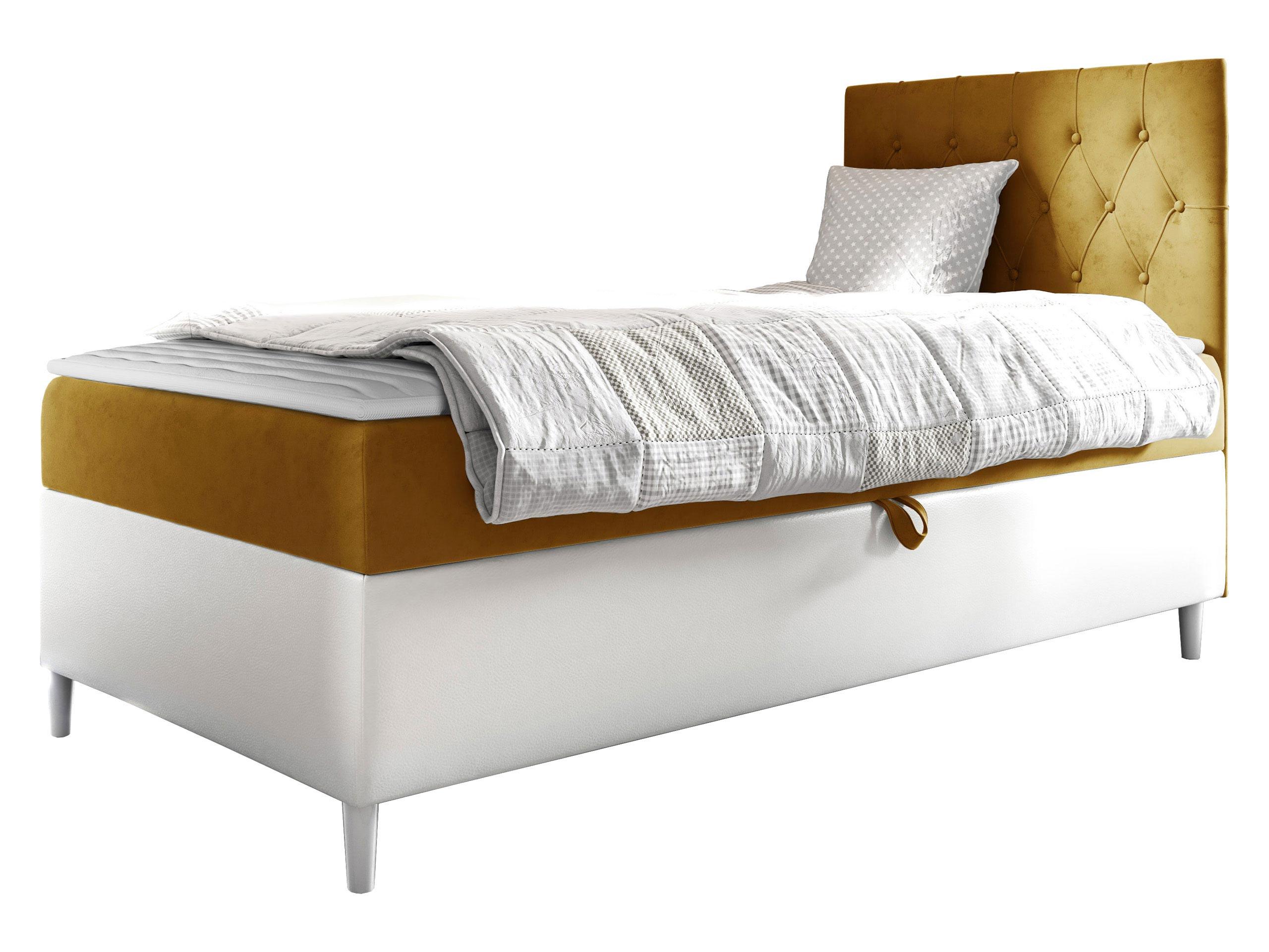 BOXBETT Filip Junior 1, Seite zum Öffnen des Bettkastens: Rechts - H3 - Gelb/Weiß, Holz (90/200cm) - MIRJAN24
