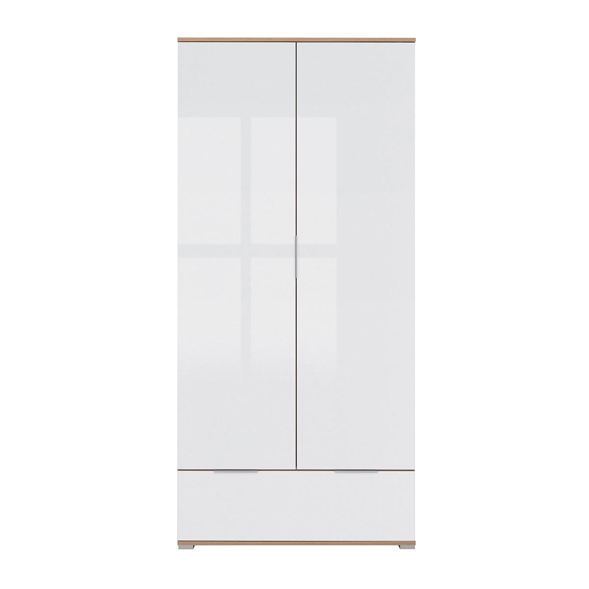 SCHRANK 2 Türen Selma Weiß und Holz - Weiß, Holzwerkstoff (90.5/195/56.5cm) - Petits-meubles