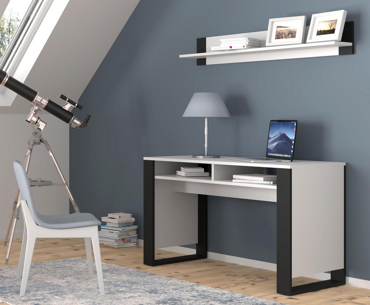 SCHREIBTISCH Weiß, Schwarz 120/75/55 - Schwarz/Weiß, Holzwerkstoff (90/50/75cm) - RAUMHIRSCH FURNITURE