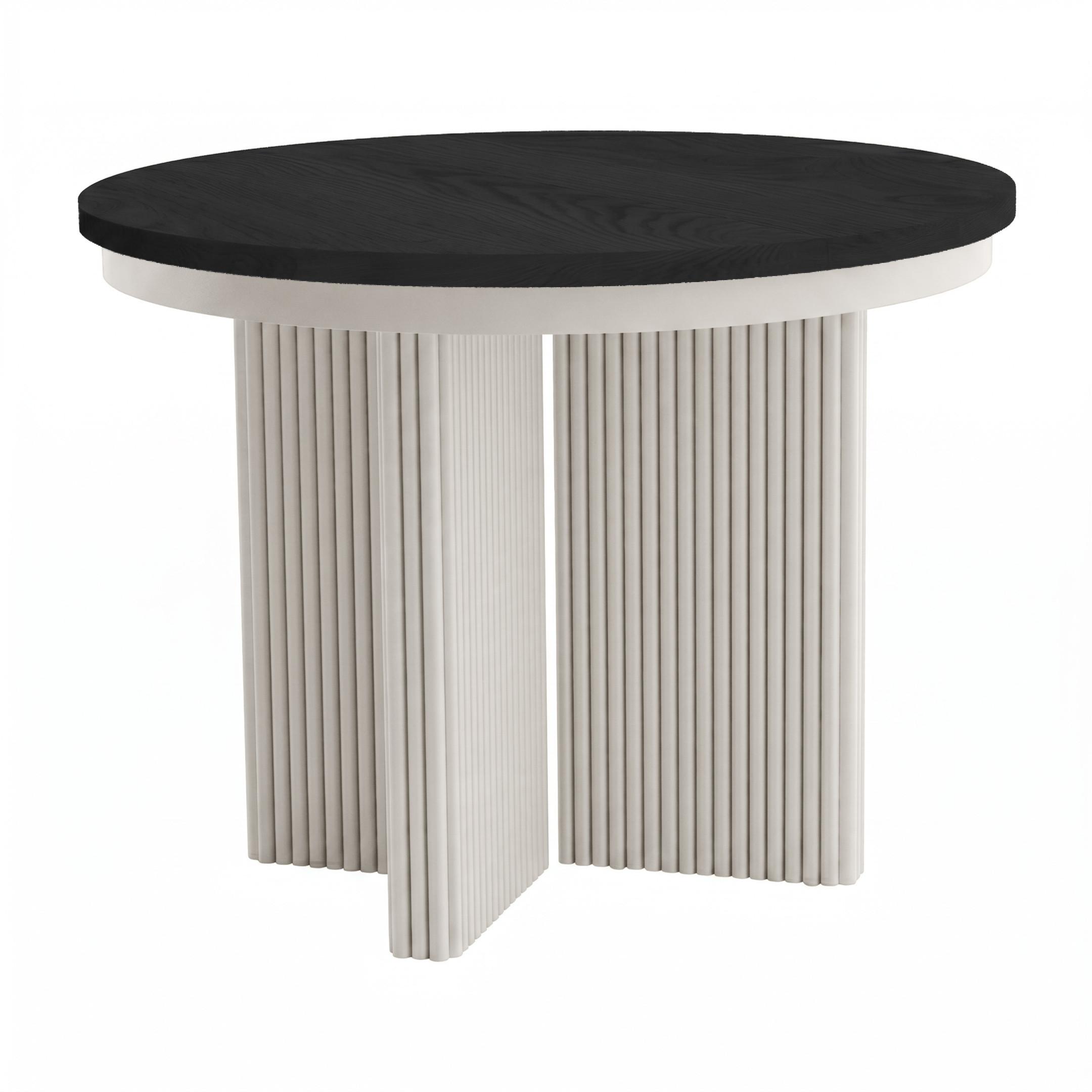 ESSTISCH Prestige runder Design-Tisch, ausziehbar Ø 100–180 cm, Schwarz+Kaschmir - Kaschmir/Schwarz, Metall (100/100/77cm) - Beautysofa