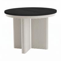ESSTISCH Prestige runder Design-Tisch, ausziehbar Ø 100–180 cm, Schwarz+Kaschmir - Kaschmir/Schwarz, Metall (100/100/77cm) - Beautysofa